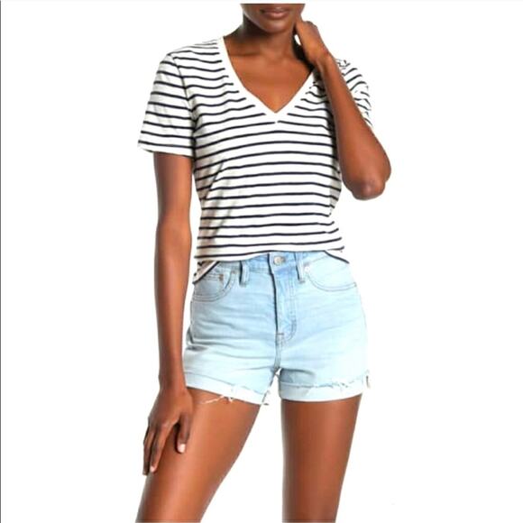 Madewell striped vneck short sleeve tshirt XXS - Picture 1 of 6